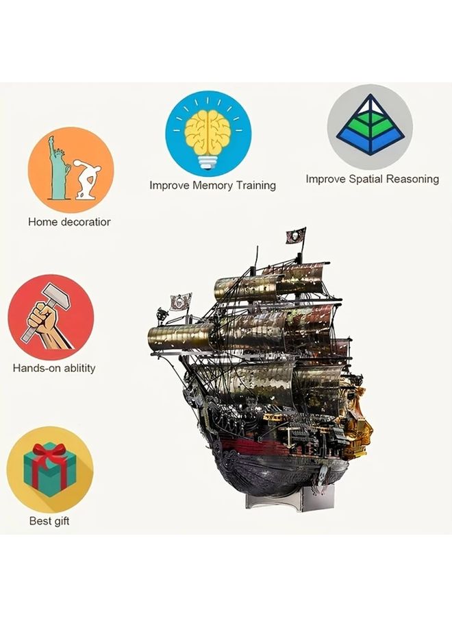 Pirate Ship 3D Metal Puzzle DIY Model Kit Creative Assembly Iron Art Home Decoration - Image 4