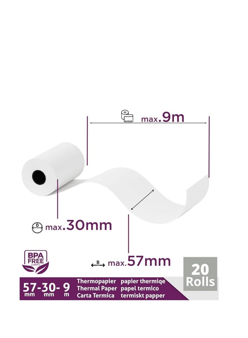 Libra Premium Till Rolls 57x30 - PDQ Rolls for Credit Card Machine – Thermal Paper roll for Receipt - 57mm x 30mm BPA Free (Pack of 20) - Image 1