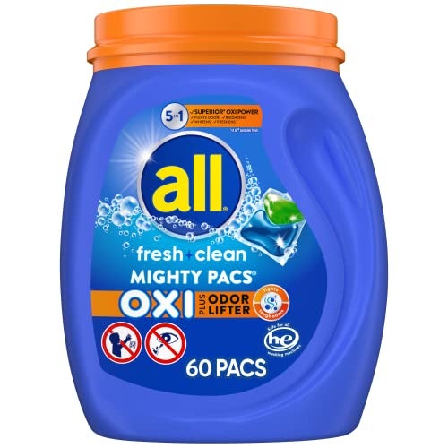 all fresh clean, OXI + Odor Lifter, MIGHTY PACS Laundry Detergent Pacs, 60 Count - Image 1
