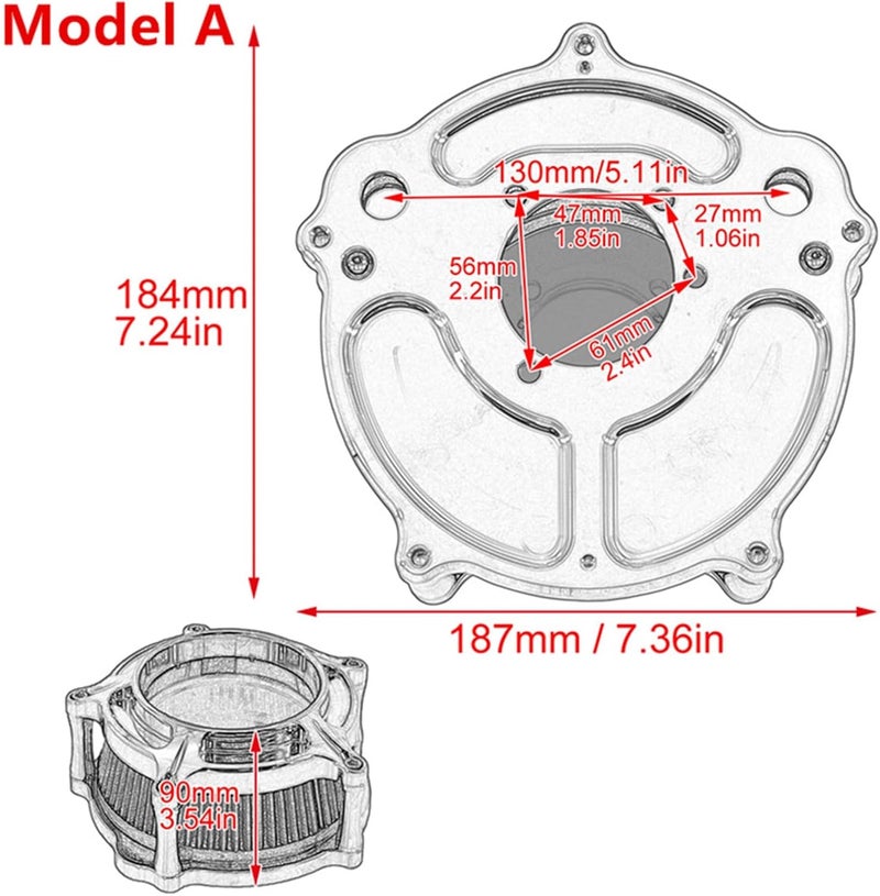 Wivplex Motorcycle Chrome Air Cleaner Kit - Image 3