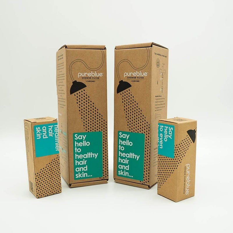 Pure Blue Family Pack – (2 Shower Filters and 2 Recharge Cartridges) - Chrome - Image 2