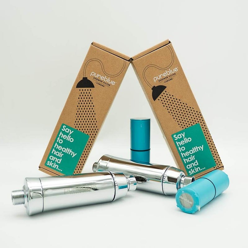 Pure Blue Family Pack – (2 Shower Filters and 2 Recharge Cartridges) - Chrome - Image 1