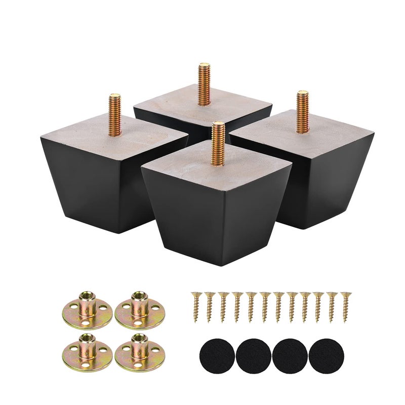 Michanco Furniture Legs 2 inch Black Square Sofa Couch Feet Wood Replacement Leg Set of 4 for Ottoman Dresser Cabinet - Image 1