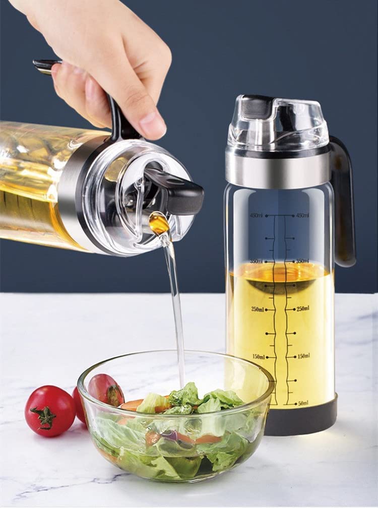 TPJ Mart Oil Bottle Pour Spouts Auto Open Automatic Opening And Closing Oil Bottle Leakproof Olive Oil Storage Bottle Vinegar Dispenser Suitable For Cooking Baking Salad Grilling 500 ML - Image 1
