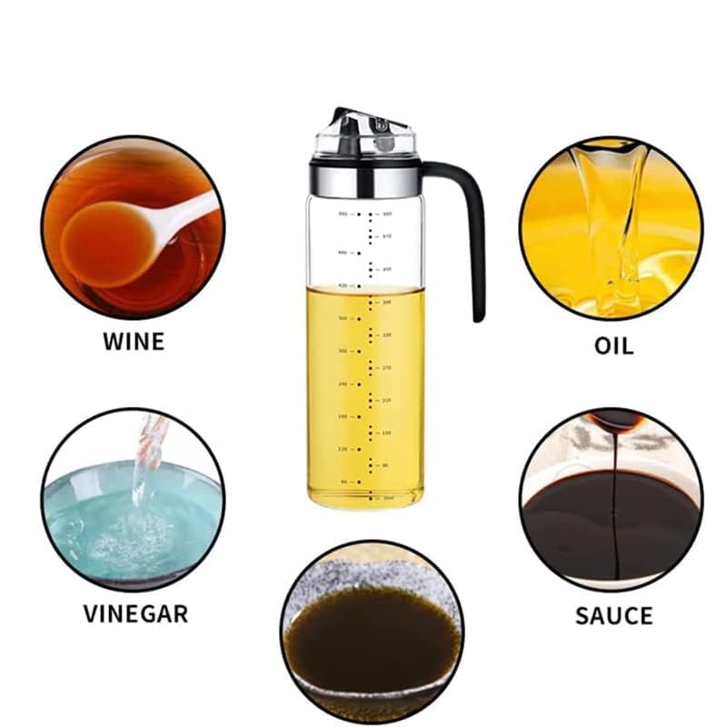TPJ Mart Oil Bottle Pour Spouts Auto Open Automatic Opening And Closing Oil Bottle Leakproof Olive Oil Storage Bottle Vinegar Dispenser Suitable For Cooking Baking Salad Grilling 500 ML - Image 4