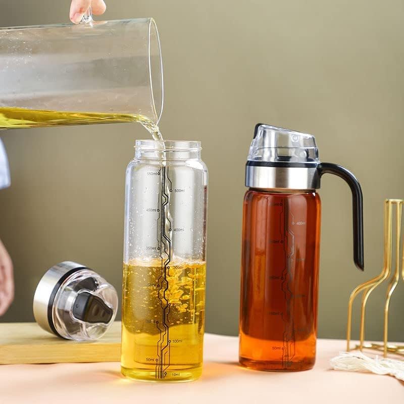 TPJ Mart Oil Bottle Pour Spouts Auto Open Automatic Opening And Closing Oil Bottle Leakproof Olive Oil Storage Bottle Vinegar Dispenser Suitable For Cooking Baking Salad Grilling 500 ML - Image 5