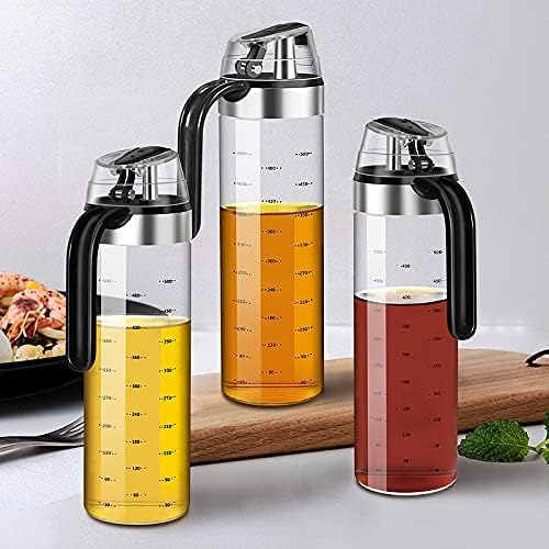 TPJ Mart Oil Bottle Pour Spouts Auto Open Automatic Opening And Closing Oil Bottle Leakproof Olive Oil Storage Bottle Vinegar Dispenser Suitable For Cooking Baking Salad Grilling 500 ML - Image 2