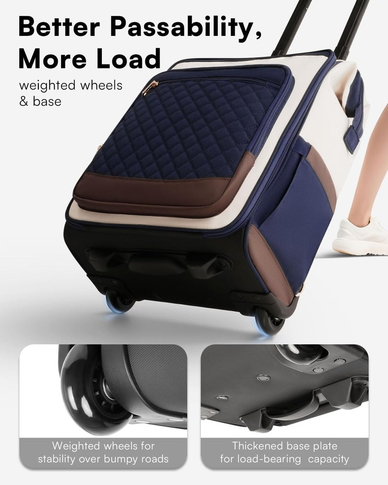 Arcoyard Rolling Backpack for Women, Travel Backpack with Wheels, Vertical Storage Wheeled Laptop Backpack, Backpack on Wheels for College Business Work Overnight, Stylish Rolling Laptop Bag, Navy Blue - Image 5