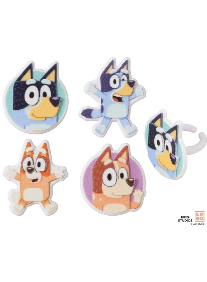 DecoPac Bluey So Much Fun Rings, 24 Cupcake Decorations Featuring Bluey, Bingo, Bandit, and Chilli, 3D Food Safe Cake Toppers - 24 Pack - Image 3