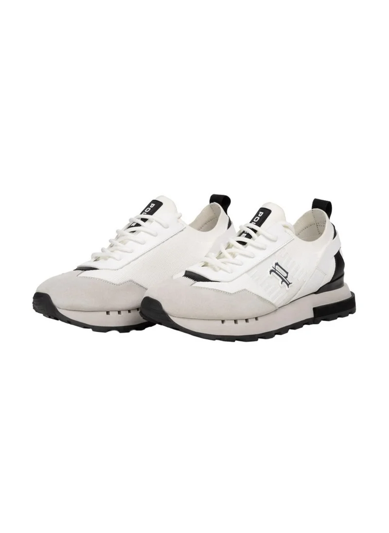بوليس Police Men's Heritage Varsity Retro Running Sneakers with Collegiate Logo, Textured Panel Upper –  White