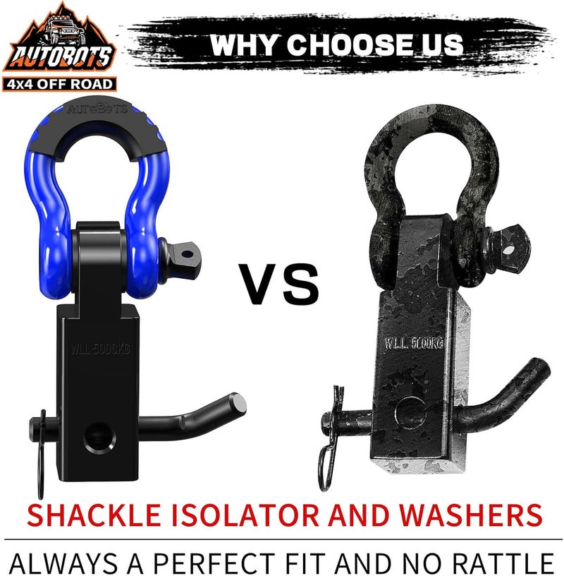 AUTOBOTS Tow Hitch Receiver 2", 45,000 Lbs Break Strength Shackle Hitch Receiver with 5/8" Screw Pin, 3/4 Shackle, Towing Accessories for Vehicle Trailer Recovery Off-Road Blue&Black - Image 5