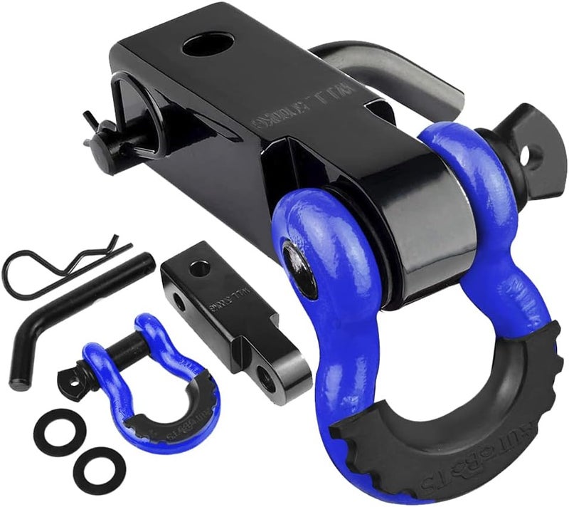 AUTOBOTS Tow Hitch Receiver 2", 45,000 Lbs Break Strength Shackle Hitch Receiver with 5/8" Screw Pin, 3/4 Shackle, Towing Accessories for Vehicle Trailer Recovery Off-Road Blue&Black - Image 1