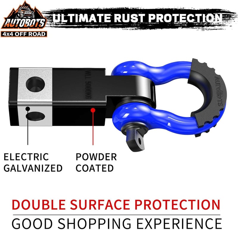 AUTOBOTS Tow Hitch Receiver 2", 45,000 Lbs Break Strength Shackle Hitch Receiver with 5/8" Screw Pin, 3/4 Shackle, Towing Accessories for Vehicle Trailer Recovery Off-Road Blue&Black - Image 3