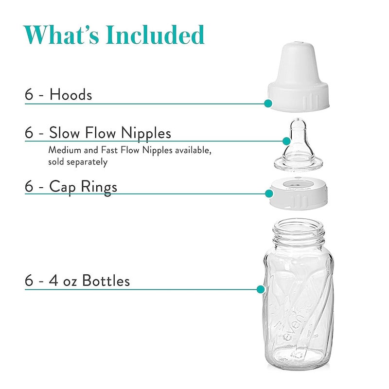 evenflo Feeding Classic Glass, Twist Bottles, 4 Oz, 6 Bottles. - Image 3