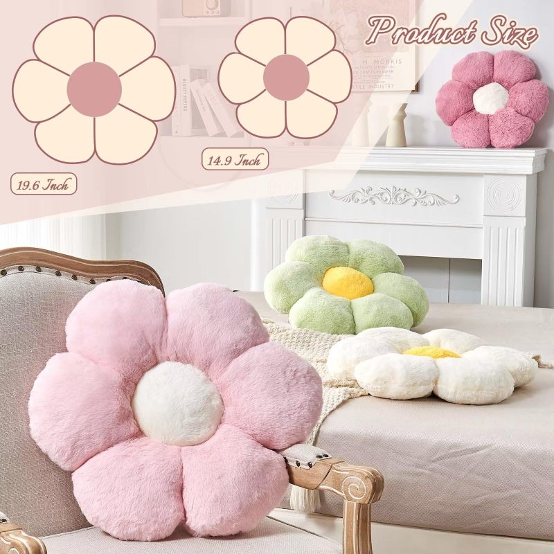 Kcvvcr KCVVVCR Dusty Rose Flower Plower Plower لطيف زهرة زهرة على شكل وسادة رمي مع فور أرنب فو 19.6 "" زهرة ناعمة أفخم رمي وسادة الوسائد غرفة د؟ - Image 2