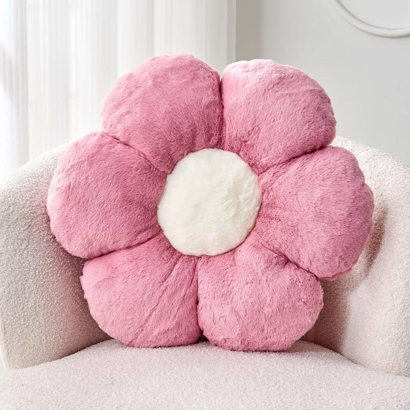 Kcvvcr KCVVVCR Dusty Rose Flower Plower Plower لطيف زهرة زهرة على شكل وسادة رمي مع فور أرنب فو 19.6 "" زهرة ناعمة أفخم رمي وسادة الوسائد غرفة د؟ - Image 1