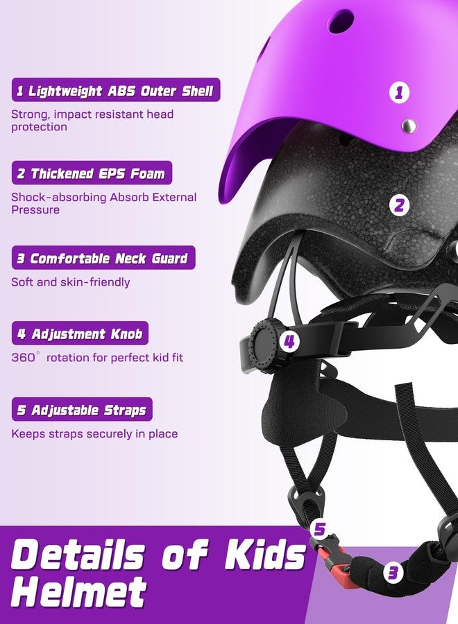 DARME Kids Bike Helmet Set, Adjustable Helmet for Ages 3-15 Year Boys Girls, Pad Set with Knee and Elbow Pads for Bike, Roller, Skating, Scooter, Longboard and More Sports - Image 2