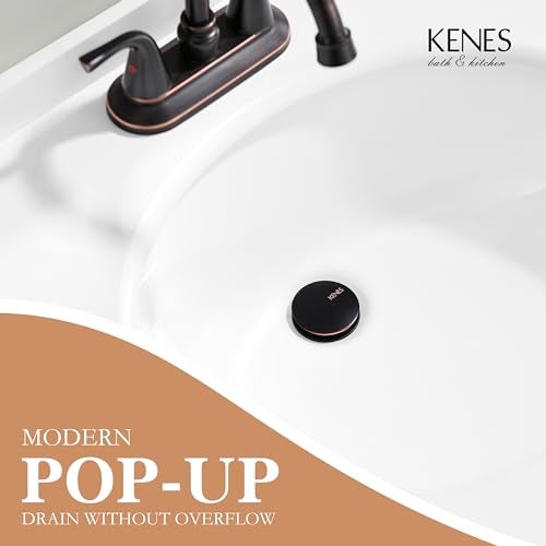 KENES Oil Rubbed Bronze Bathroom Vessel Pop Up Sink Drain, Vanity Faucet Sink Drain Stopper, Sink Drain Assembly Without Overflow Anti Clog Pop Up Drain - Image 2
