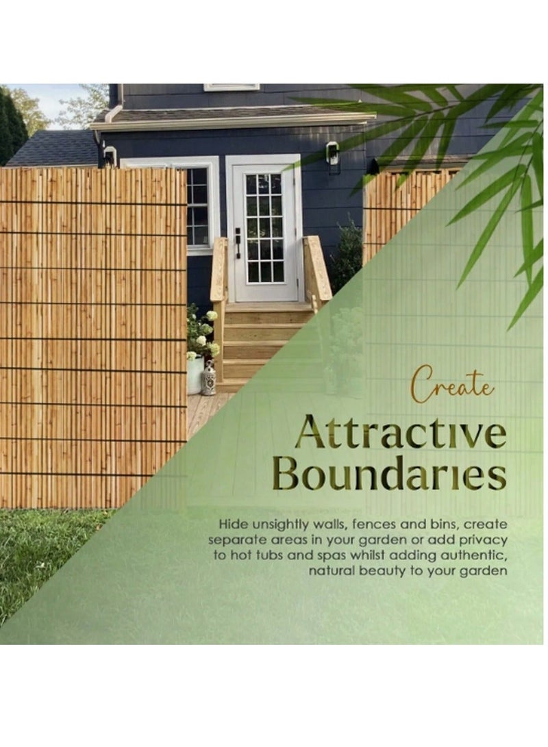 لفافة سياج من قصب الخيزران الطبيعي - شاشة خصوصية صديقة للبيئة للاستخدام الداخلي والخارجي، مقاومة للعوامل الجوية، قابلة للتخصيص، ديكور للحديقة والفناء والشرفة، سهلة التركيب بنفسك - Image 5