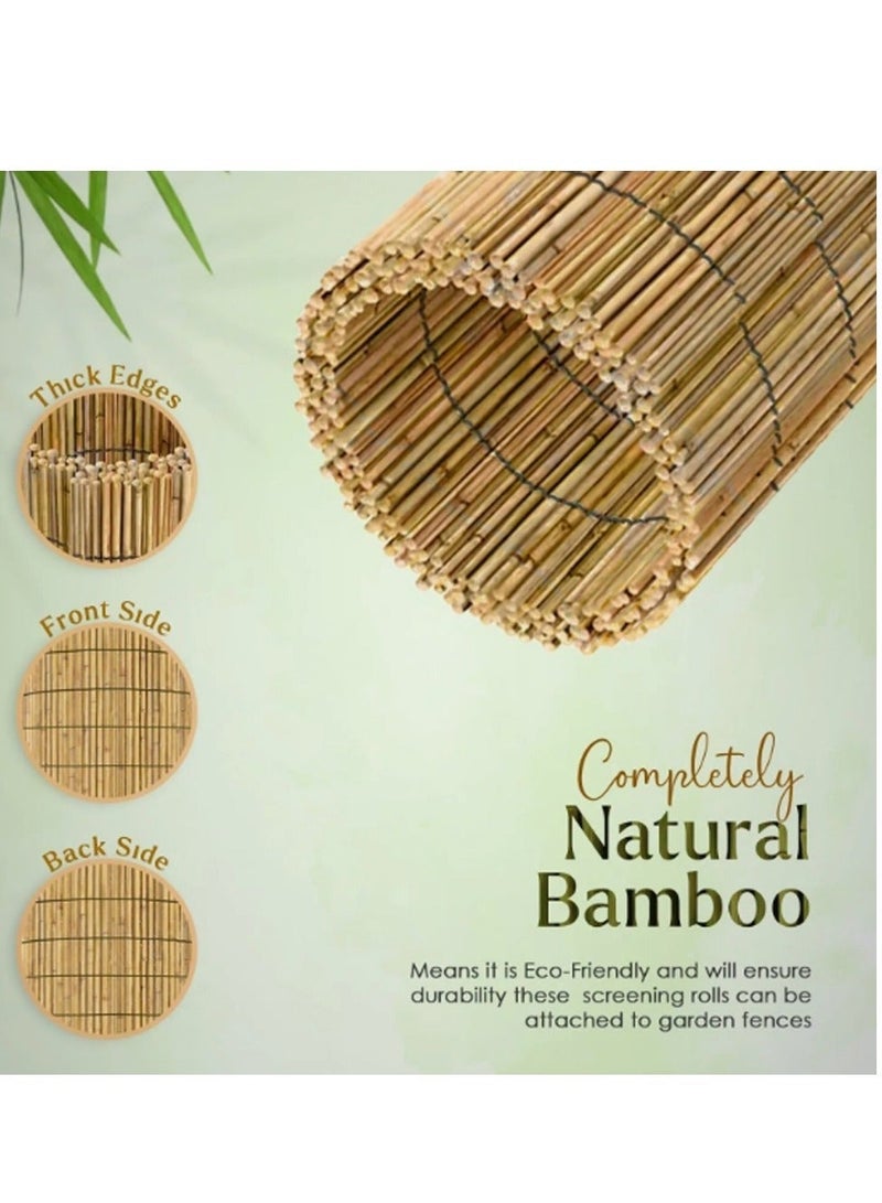 لفافة سياج من قصب الخيزران الطبيعي - شاشة خصوصية صديقة للبيئة للاستخدام الداخلي والخارجي، مقاومة للعوامل الجوية، قابلة للتخصيص، ديكور للحديقة والفناء والشرفة، سهلة التركيب بنفسك - Image 3