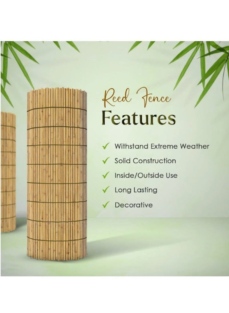 لفافة سياج من قصب الخيزران الطبيعي - شاشة خصوصية صديقة للبيئة للاستخدام الداخلي والخارجي، مقاومة للعوامل الجوية، قابلة للتخصيص، ديكور للحديقة والفناء والشرفة، سهلة التركيب بنفسك - Image 4
