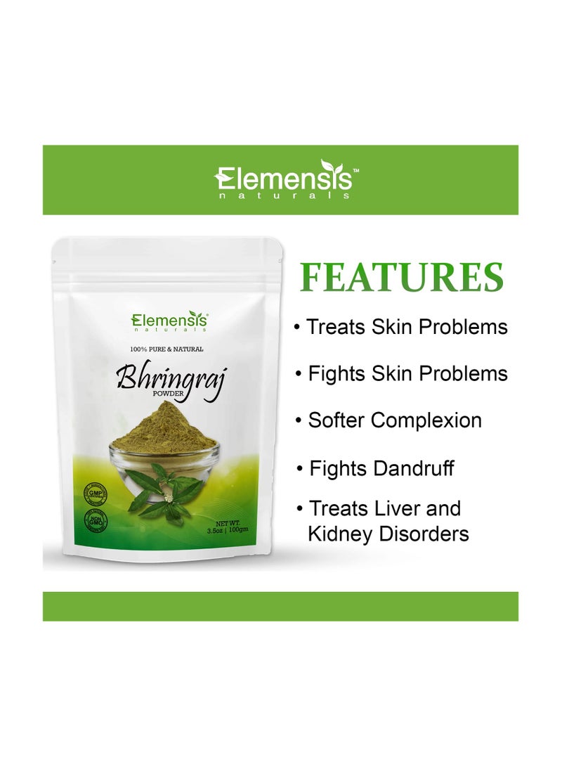 Elemensis Naturals Elemensis Naturals Pure & Natural Bhringraj (Eclipta Alba) Powder for Skin, Hair & Internal Care, 100gm - Image 2