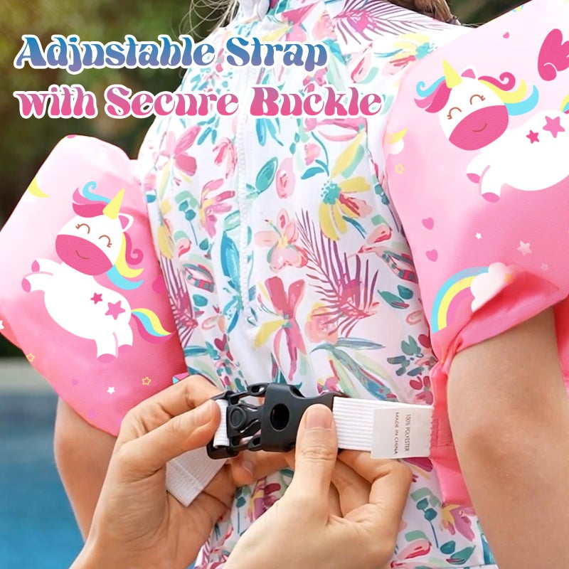HeySplash Swim Vest for Kids, Toddler Pool Floaties Fit 20-50 Lbs, Swimming Vest with Adjustable Strap, Swim Jacket Water Wings Arm Floats, Puddle Sea Beach Boat Jumper Boy Girl Age 2-6, Pink Unicorn - Image 5