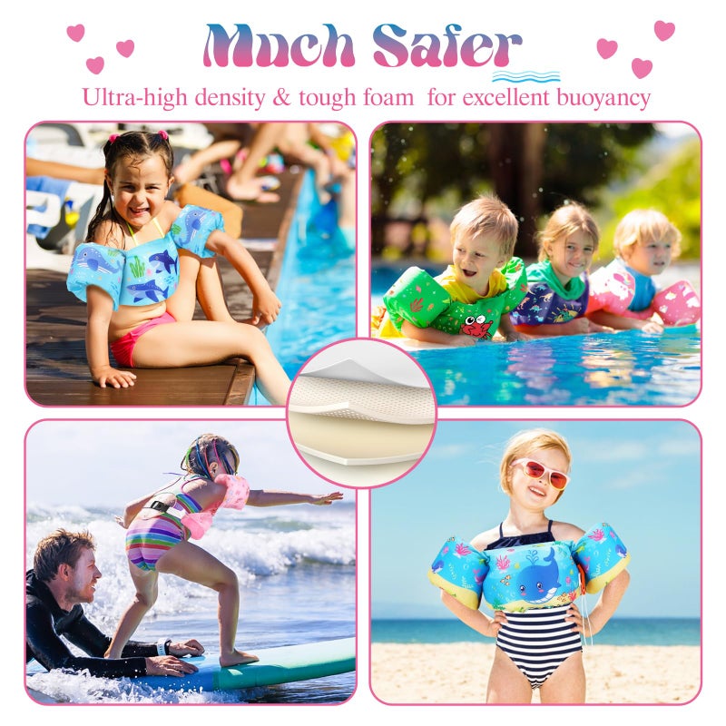 HeySplash Swim Vest for Kids, Toddler Pool Floaties Fit 20-50 Lbs, Swimming Vest with Adjustable Strap, Swim Jacket Water Wings Arm Floats, Puddle Sea Beach Boat Jumper Boy Girl Age 2-6, Pink Unicorn - Image 3
