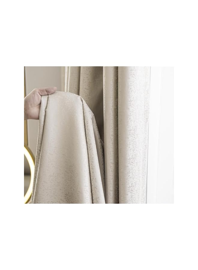 The Bros ستائر غرفة النوم لحجب الضوء ستارة للنوافذ عبوة من 2 قطعة (عاجي، العرض 135 سم x الارتفاع 250 سم) - Image 2