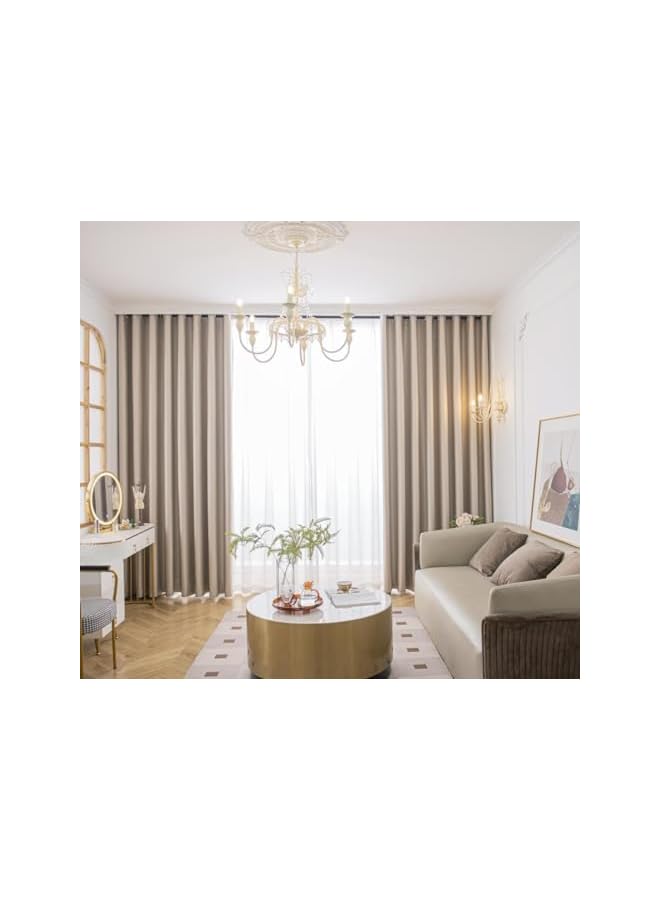 The Bros ستائر غرفة النوم لحجب الضوء ستارة للنوافذ عبوة من 2 قطعة (عاجي، العرض 135 سم x الارتفاع 250 سم) - Image 3