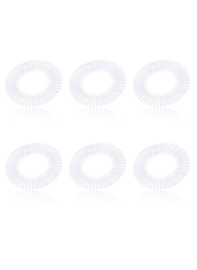 AEGYPIUS - AEGYPIUS 6 PCS Full Circular Stretch Comb Headbands Plastic Flexi Comb Circle Headbands with Teeth for Womens Hair Transparent One Size White 1 Count Hairband Headband Women Adult - Image 1
