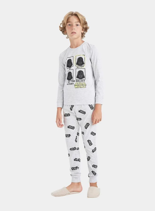 DeFacto Graphic Print Long Sleeve T-Shirt & Pyjama Set by Styli