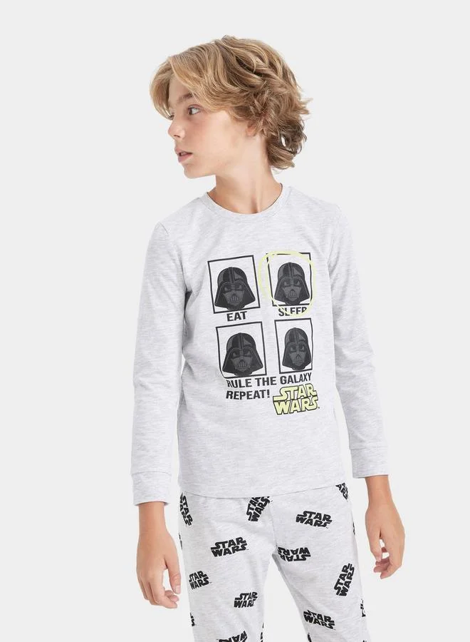 DeFacto Graphic Print Long Sleeve T-Shirt & Pyjama Set by Styli