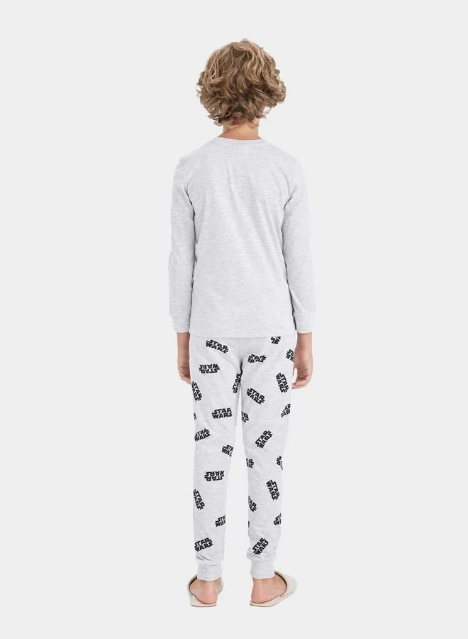 DeFacto Graphic Print Long Sleeve T-Shirt & Pyjama Set by Styli