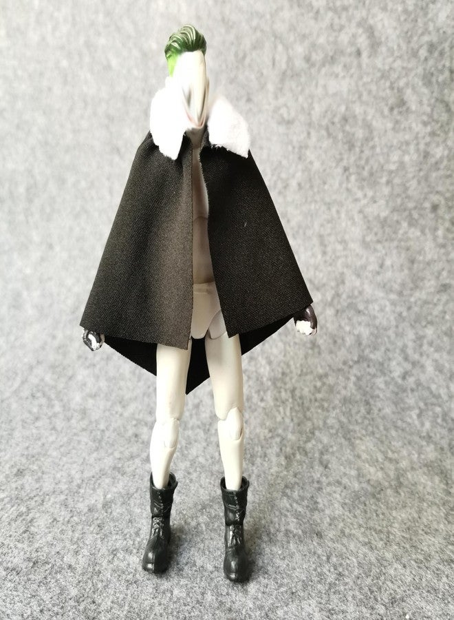 SSbeauty M 1:12 Scale Fabric VTG Fur Collar Short Cloak for 6" 1/12 6 inches Action Figure Clothes (Black(no Figure)) - Image 1