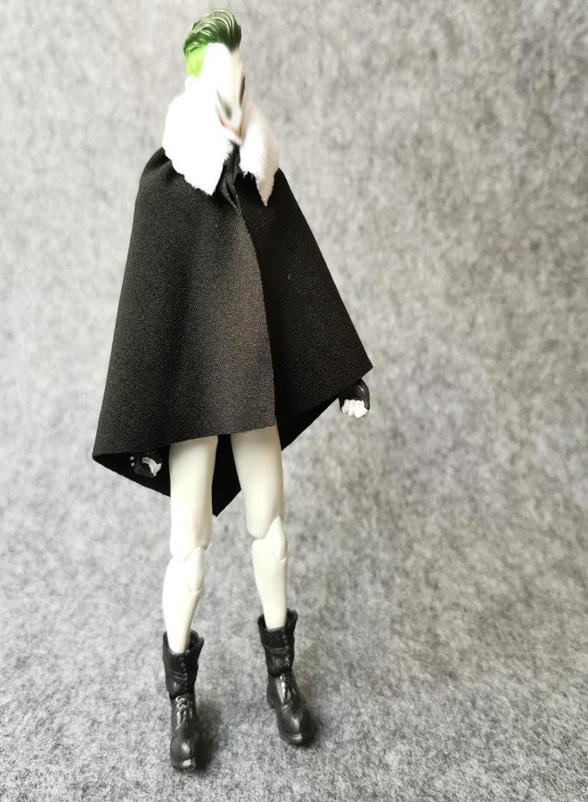 SSbeauty M 1:12 Scale Fabric VTG Fur Collar Short Cloak for 6" 1/12 6 inches Action Figure Clothes (Black(no Figure)) - Image 3