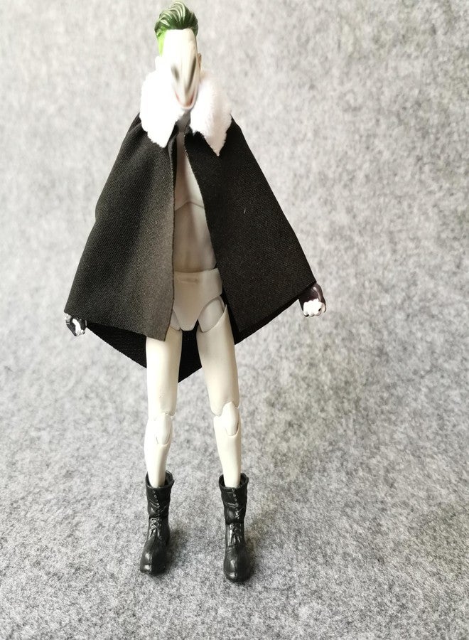 SSbeauty M 1:12 Scale Fabric VTG Fur Collar Short Cloak for 6" 1/12 6 inches Action Figure Clothes (Black(no Figure)) - Image 4