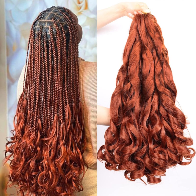Lianzi French Curly Braiding Hair 22 Inch 8 Packs Curly Braiding Hair Pre Stretched for Box Braids French Curls Crochet Braids Bouncy Loose Wavy Braiding Hair Extensions(22 Inch, 350) - Image 1
