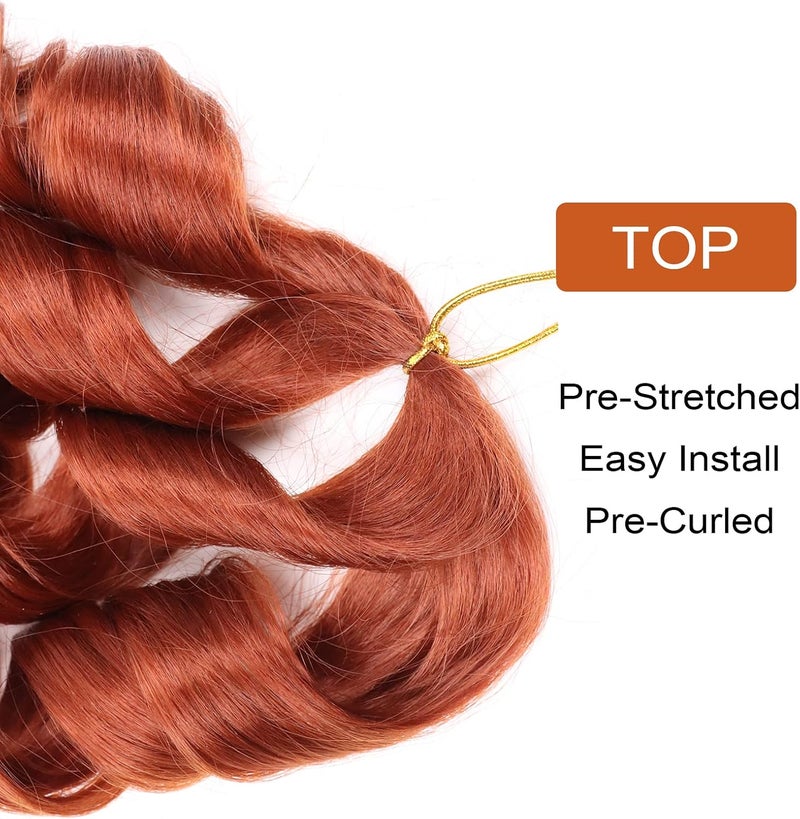 Lianzi French Curly Braiding Hair 22 Inch 8 Packs Curly Braiding Hair Pre Stretched for Box Braids French Curls Crochet Braids Bouncy Loose Wavy Braiding Hair Extensions(22 Inch, 350) - Image 4