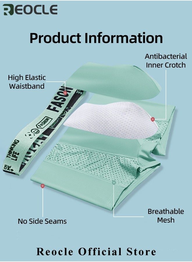 REOCLE Men's Boxer Brief Ice Silk Mesh Soft Underwear Breathable Cool Boxer Briefs Breathable Soft Moisture-Wicking Underwear Ultra-thin Stretch Boxers  - Image 3
