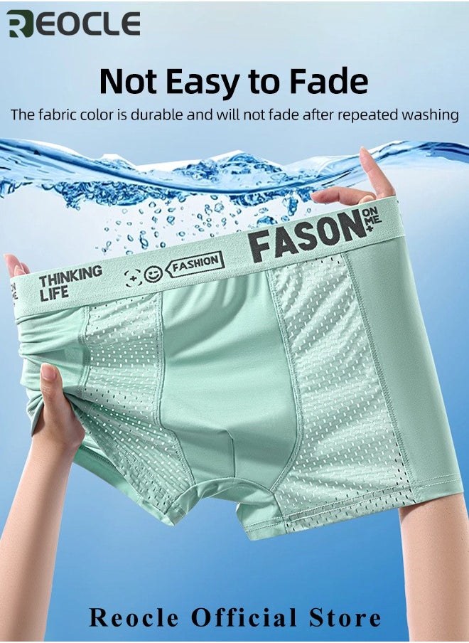 REOCLE Men's Boxer Brief Ice Silk Mesh Soft Underwear Breathable Cool Boxer Briefs Breathable Soft Moisture-Wicking Underwear Ultra-thin Stretch Boxers  - Image 2