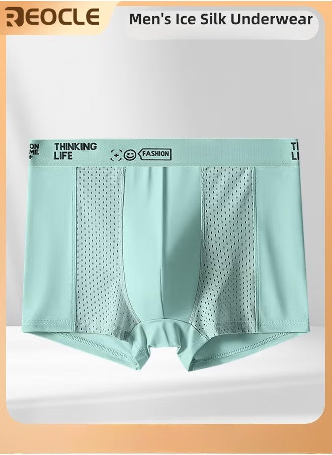 REOCLE Men's Boxer Brief Ice Silk Mesh Soft Underwear Breathable Cool Boxer Briefs Breathable Soft Moisture-Wicking Underwear Ultra-thin Stretch Boxers  - Image 1