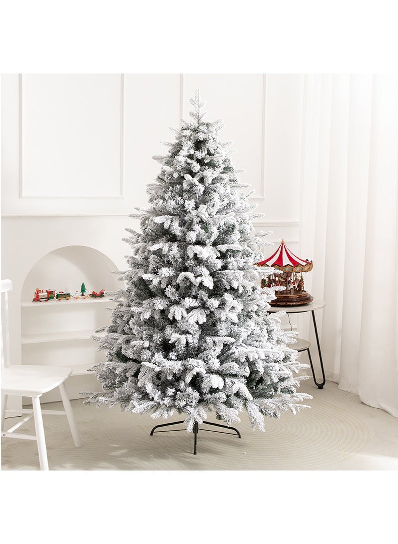TAPIT 1.5m 450-Tip Artificial Snowy Christmas Tree, PE+PVC White Flocked Xmas Tree, Festive Home Mall Snowy Landscape Decorative Tree (HX-20) - Image 1