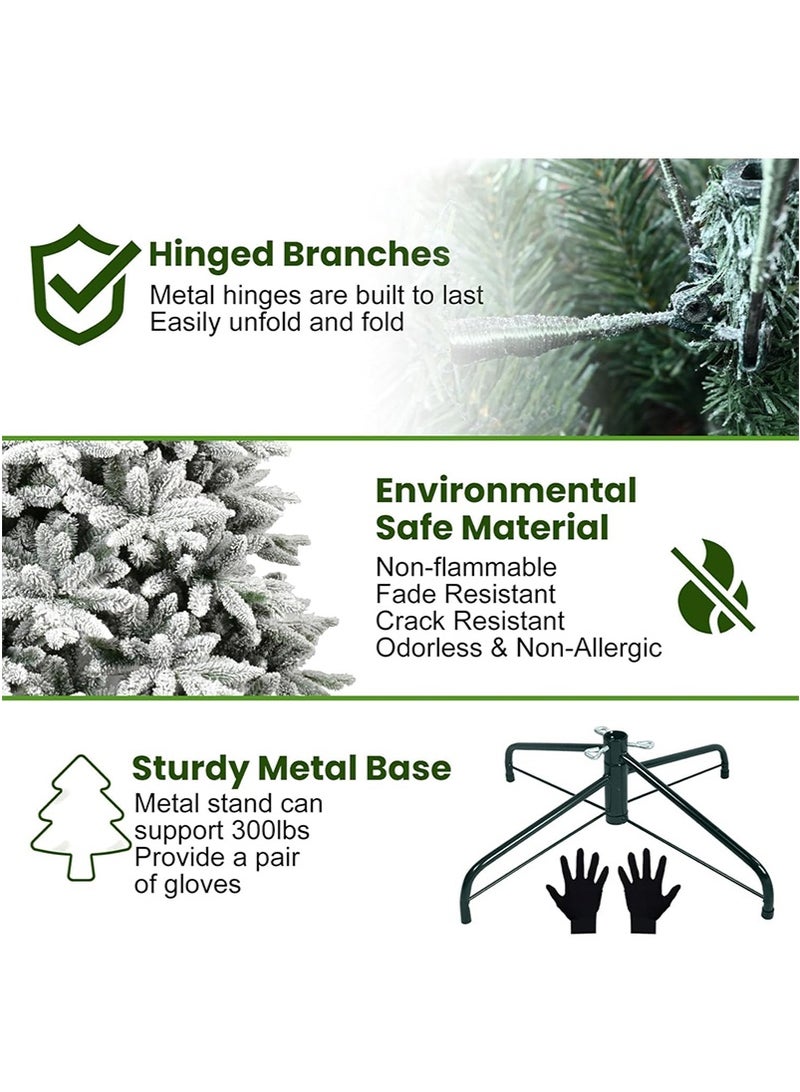 TAPIT 1.5m 450-Tip Artificial Snowy Christmas Tree, PE+PVC White Flocked Xmas Tree, Festive Home Mall Snowy Landscape Decorative Tree (HX-20) - Image 5