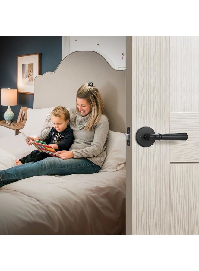 Orger 6 Pack Matte Black Interior Door Handle Round Privacy Door Lever Keyless, Bed and Bath Interior Door Lock Set Left & Right Hand Use, Modern Privacy Door Lock Black Finish, Stainless Steel - Image 5