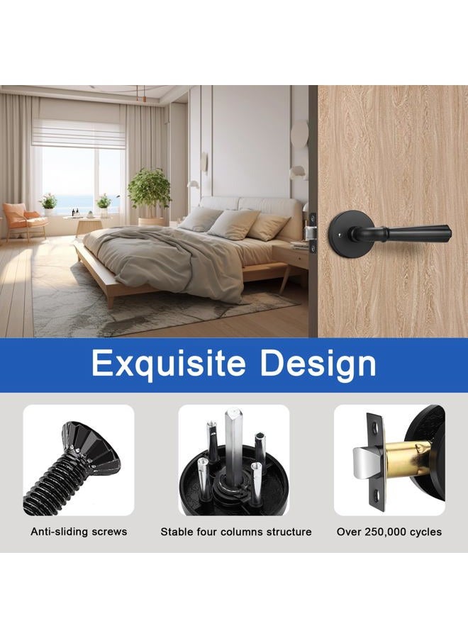 Orger 6 Pack Matte Black Interior Door Handle Round Privacy Door Lever Keyless, Bed and Bath Interior Door Lock Set Left & Right Hand Use, Modern Privacy Door Lock Black Finish, Stainless Steel - Image 4