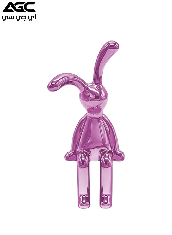 Agc Pink Sitting Bunny Figurine for Home & Office Décor – Pink Metallic Resin Ornament for Shelf, Monitor, Desk, Books, Table Display - Image 1