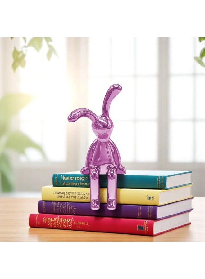 Agc Pink Sitting Bunny Figurine for Home & Office Décor – Pink Metallic Resin Ornament for Shelf, Monitor, Desk, Books, Table Display - Image 3