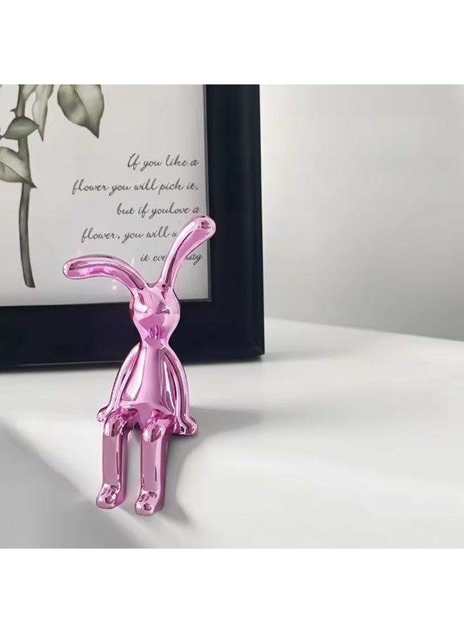 Agc Pink Sitting Bunny Figurine for Home & Office Décor – Pink Metallic Resin Ornament for Shelf, Monitor, Desk, Books, Table Display - Image 5