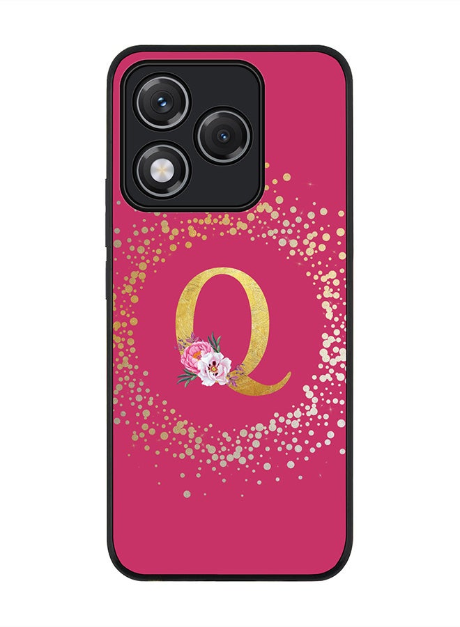 Stylizedd For Honor 400 Lite Case,Slim fit Camera Protection, Shockproof Thin Phone cover  - Custom Monogram Floral - Q ( Deep Pink )